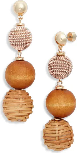 Nordstrom Raffia & Wood Bead Drop Earrings | Nordstrom | Nordstrom