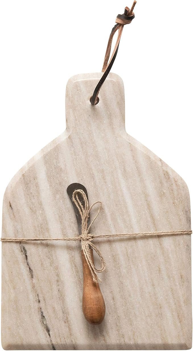 Creative Co-Op Marble Cheese Canapé Knife, Buff Color, Set of 2 Cutting Board, 12" | Amazon (US)