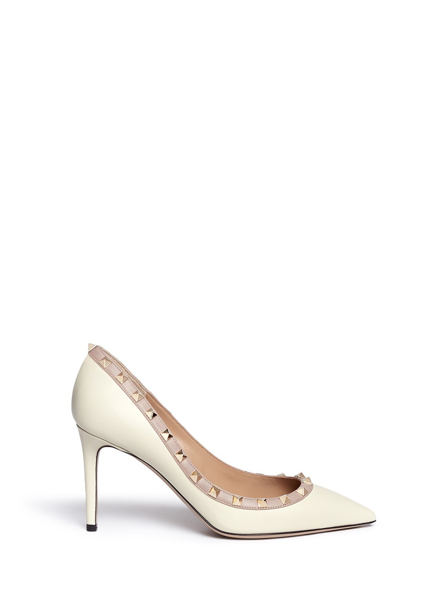 'Rockstud' colourblock calfskin leather pumps | Lane Crawford (US)