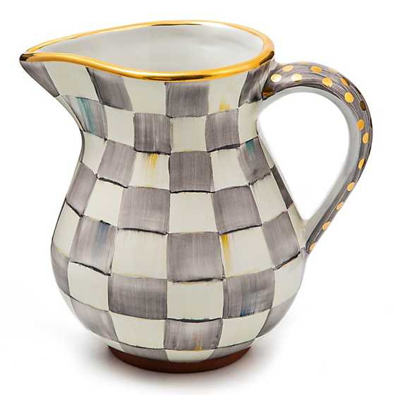 Sterling Check Ceramic Portly Pitcher | MacKenzie-Childs