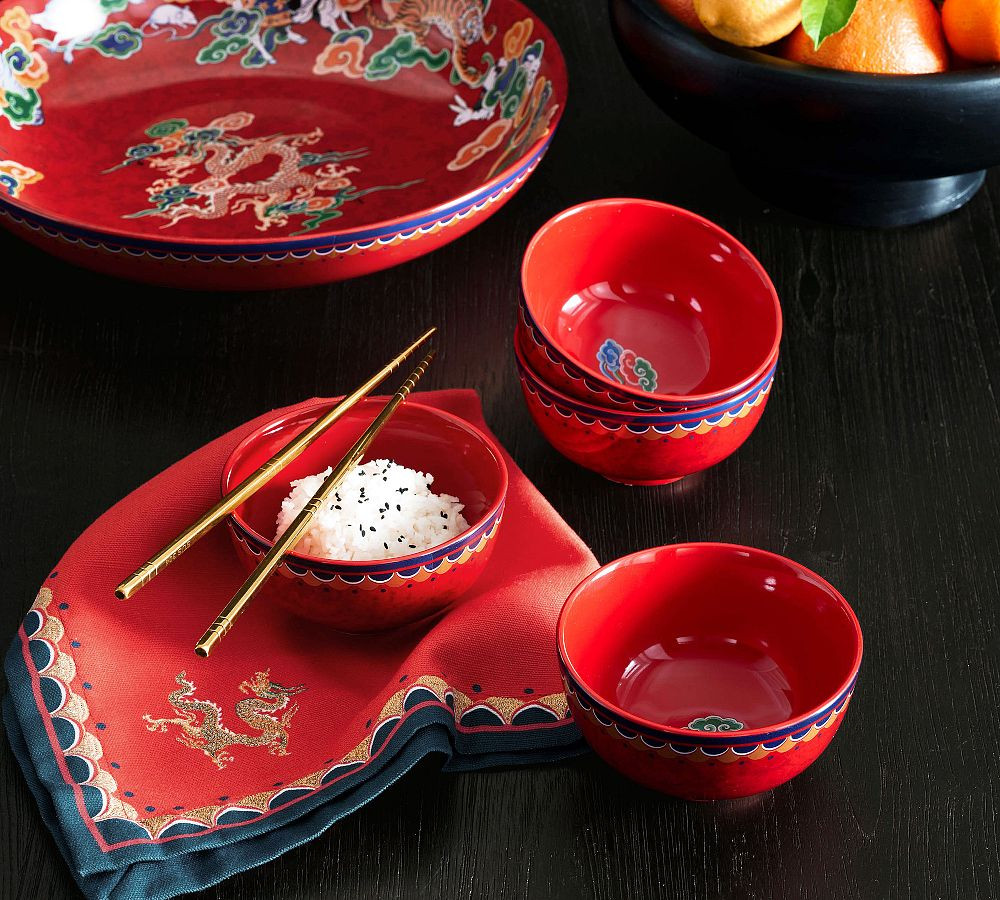 Lunar New Year Stoneware Rice Bowls - Set of 4 | Pottery Barn (US)