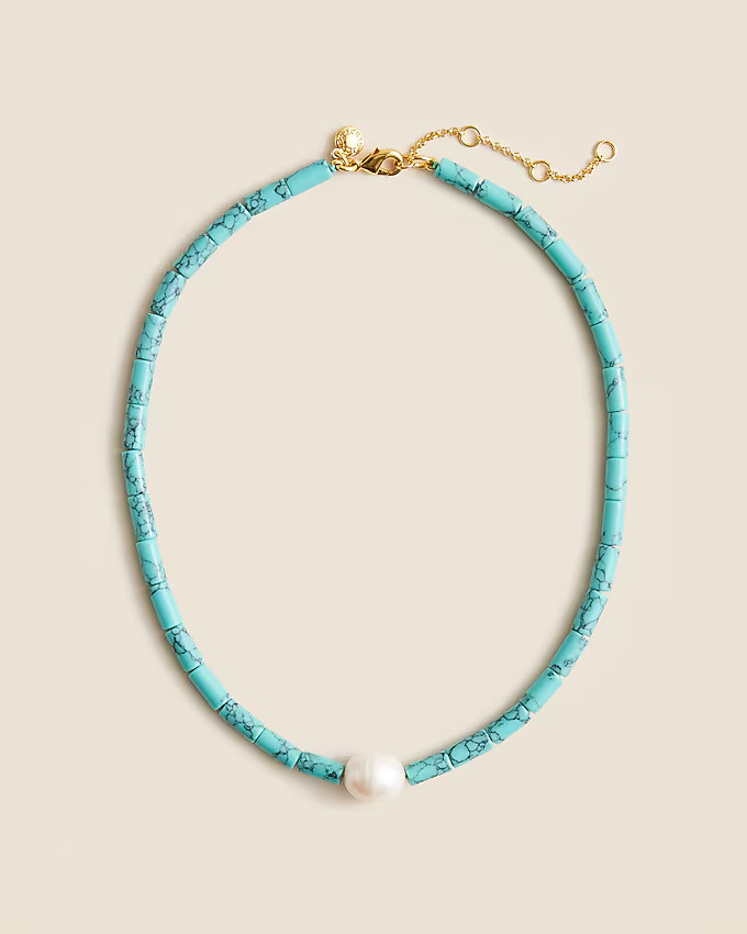 Turquoise bead freshwater pearl necklace | J. Crew US