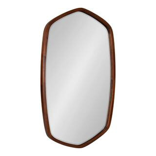 McLean 36 in. x 20 in. Classic Irregular Framed Walnut Brown Wall Mirror | The Home Depot