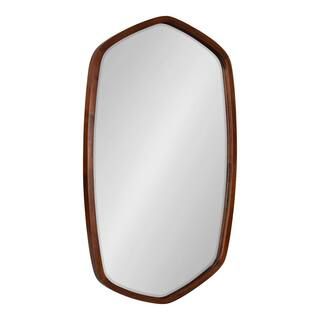 Kate and Laurel McLean 36 in. x 20 in. Classic Irregular Framed Walnut Brown Wall Mirror 218507 | The Home Depot