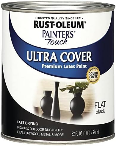 Rust-Oleum 1976502 Painter's Touch Latex Paint, Quart, Flat Black 32 Fl Oz (Pack of 1) | Amazon (US)
