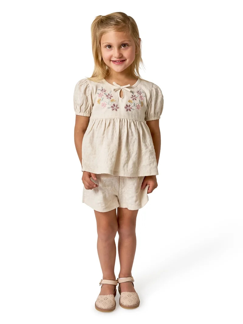 Modern Moments by Gerber Baby and Toddler Girl Puff Sleeve Outfit Set, 2-Piece, Sizes /3 Months -... | Walmart (US)