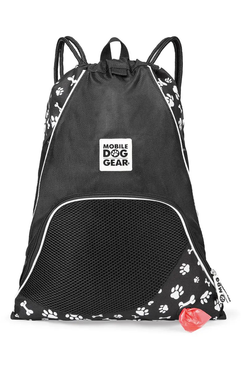 Dogssentials Drawstring Cinch Sack - Black & White Paw Print | Nordstrom Rack