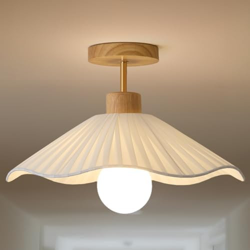 Flower Ceiling Light for Hallway,Semi Flush Mount Ceiling Light with Fabric Shade,Modern Ceiling ... | Amazon (US)