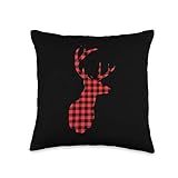 Plaid Deer Deer Plaid Red Buffalo Christmas Pajamas Family Throw Pillow, 16x16, Multicolor | Amazon (US)