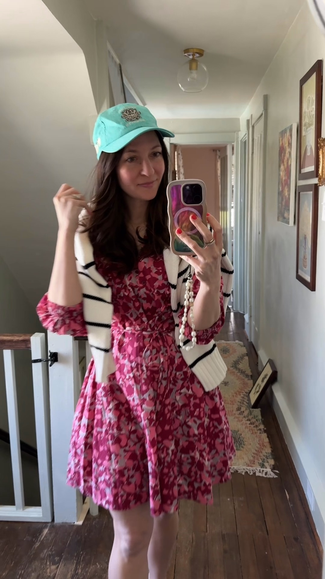Talking about getting dressed for spring when it’s still kind of cold outside on Brittanyamonroe.com 🩷 I layered one of my favorite @Quince striped cotton sweaters (& it’s under &50!!) over this pretty pink printed cotton dress, & added these green sneakers for comfort & a pop of color! Love cotton pieces for these in between seasons! 

#LTKootd #LTKHome #LTKgrwm