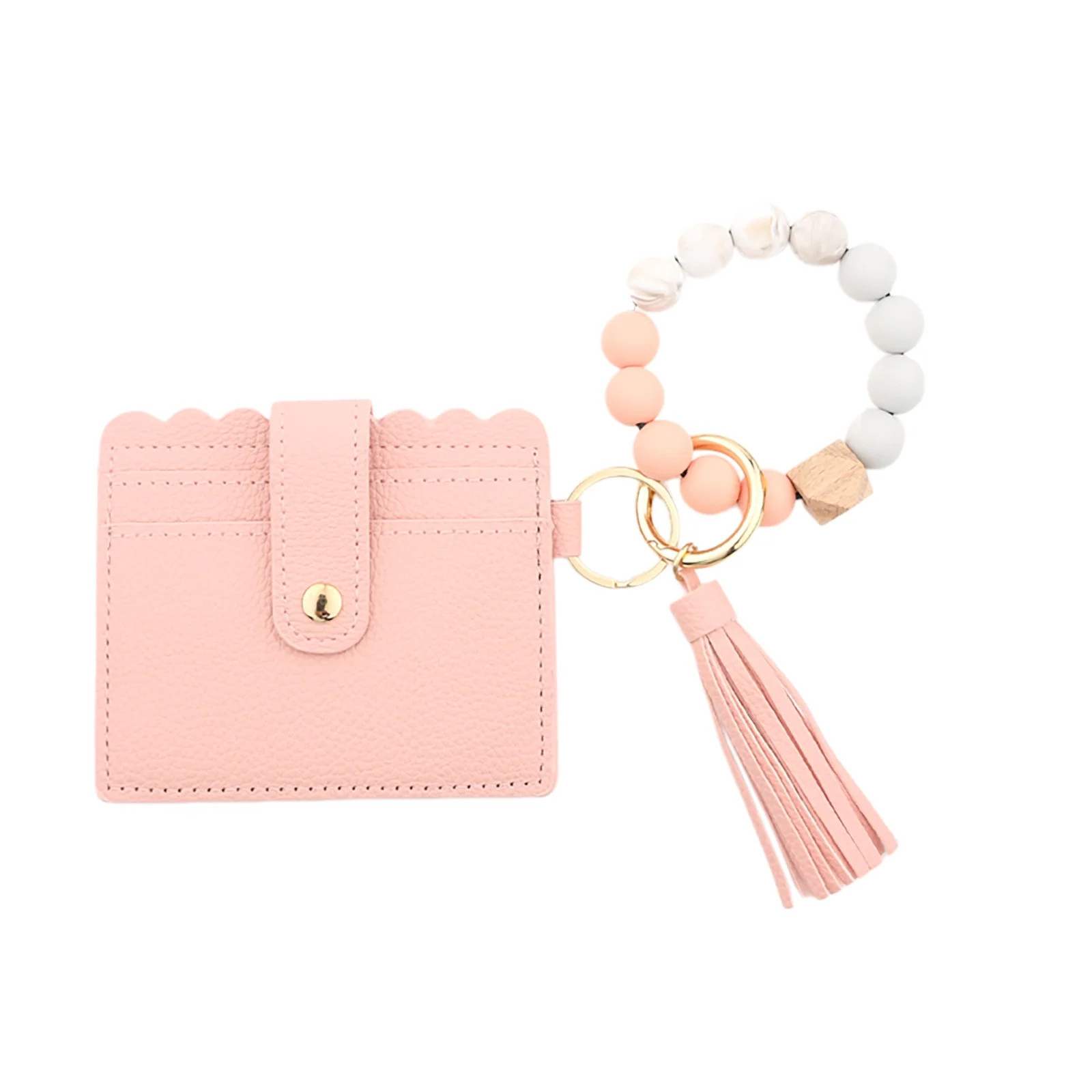 KOYPTL Keychain Wristlet Wallets for Women Men Cute Silicone Beaded Credit Card Holder Key Ring B... | Walmart (US)