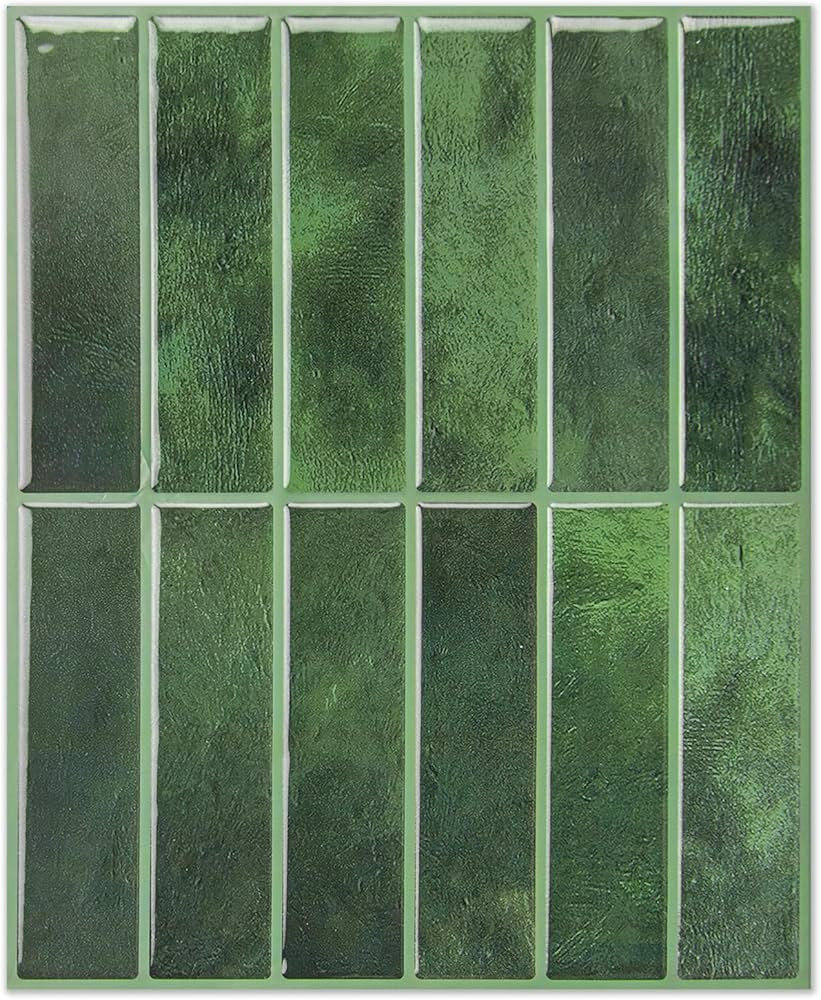 LONGKING 10-Sheet Green Peel and Stick Backsplash for Kitchen Wall, Kitchen Backsplash Tiles, Wal... | Amazon (US)