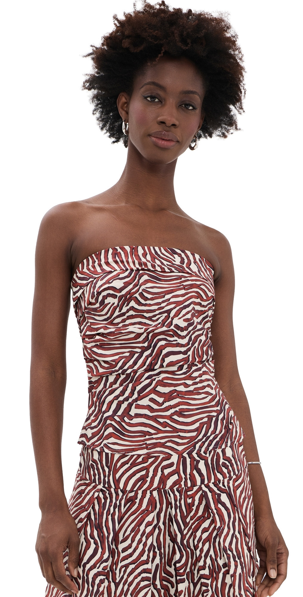 Proenza Schouler White Label Maisy Strapless Poplin Top Rust/Cream Multi 6 | Shopbop