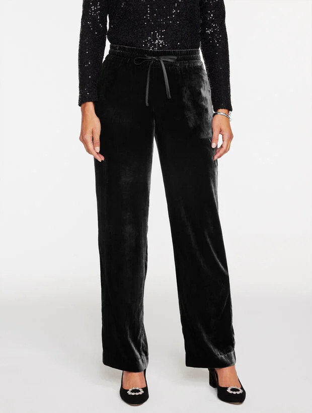 Straight Leg Velvet Pull-On Pants | Talbots