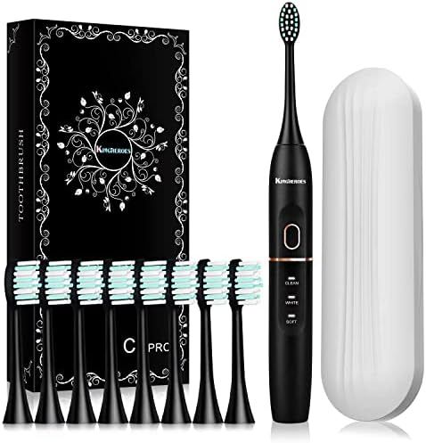 Kingheroes Sonic Electric Toothbrush with 8 Brush Heads & Travel Case，4 Modes, One Charge for 6... | Amazon (US)