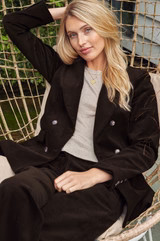 Theresa Stretch Corduroy Blazer | Chocolate | Aspiga