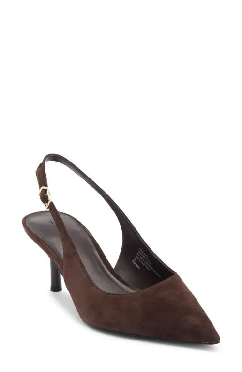 Nordstrom Liza Slingback Pointed Toe Pump in Brown Caffe Suede at Nordstrom, Size 10 | Nordstrom