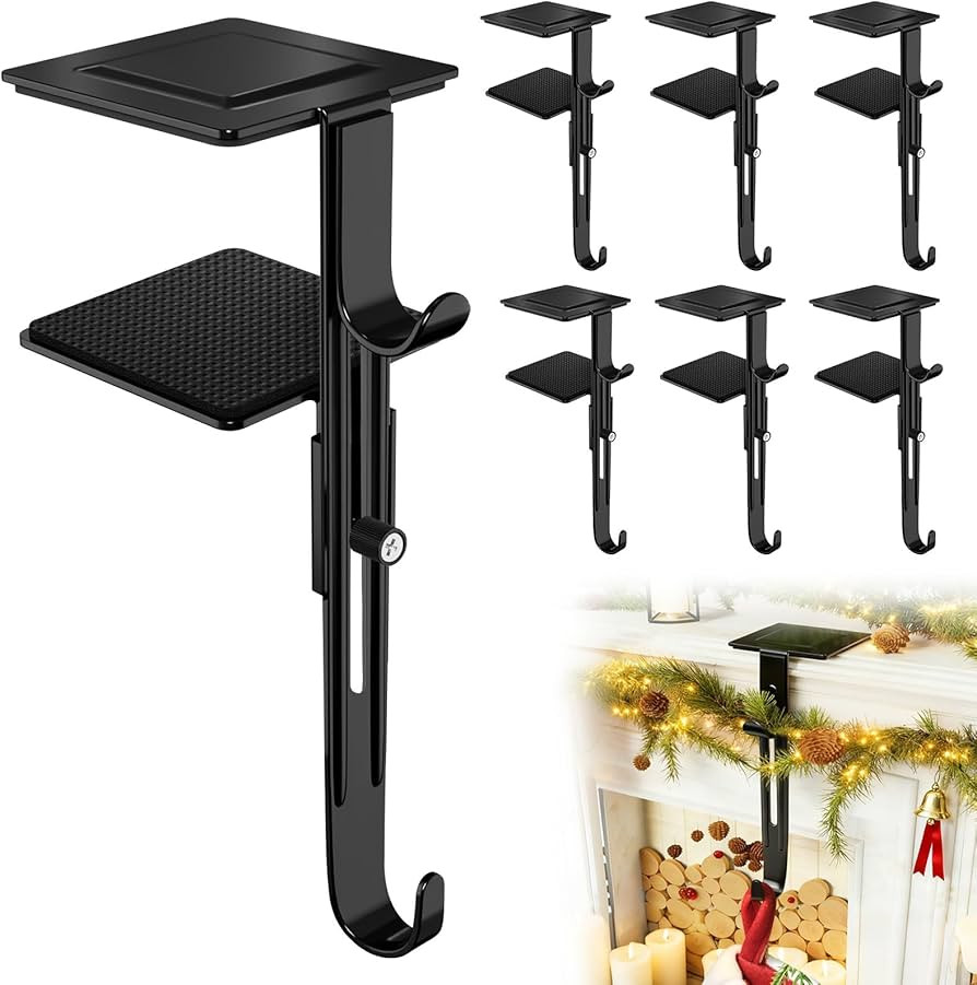 6 Pack Christmas Fireplace Stocking and Garland Hanger, 2 in 1 Adjustable Mantle Garland Hanger, ... | Amazon (US)