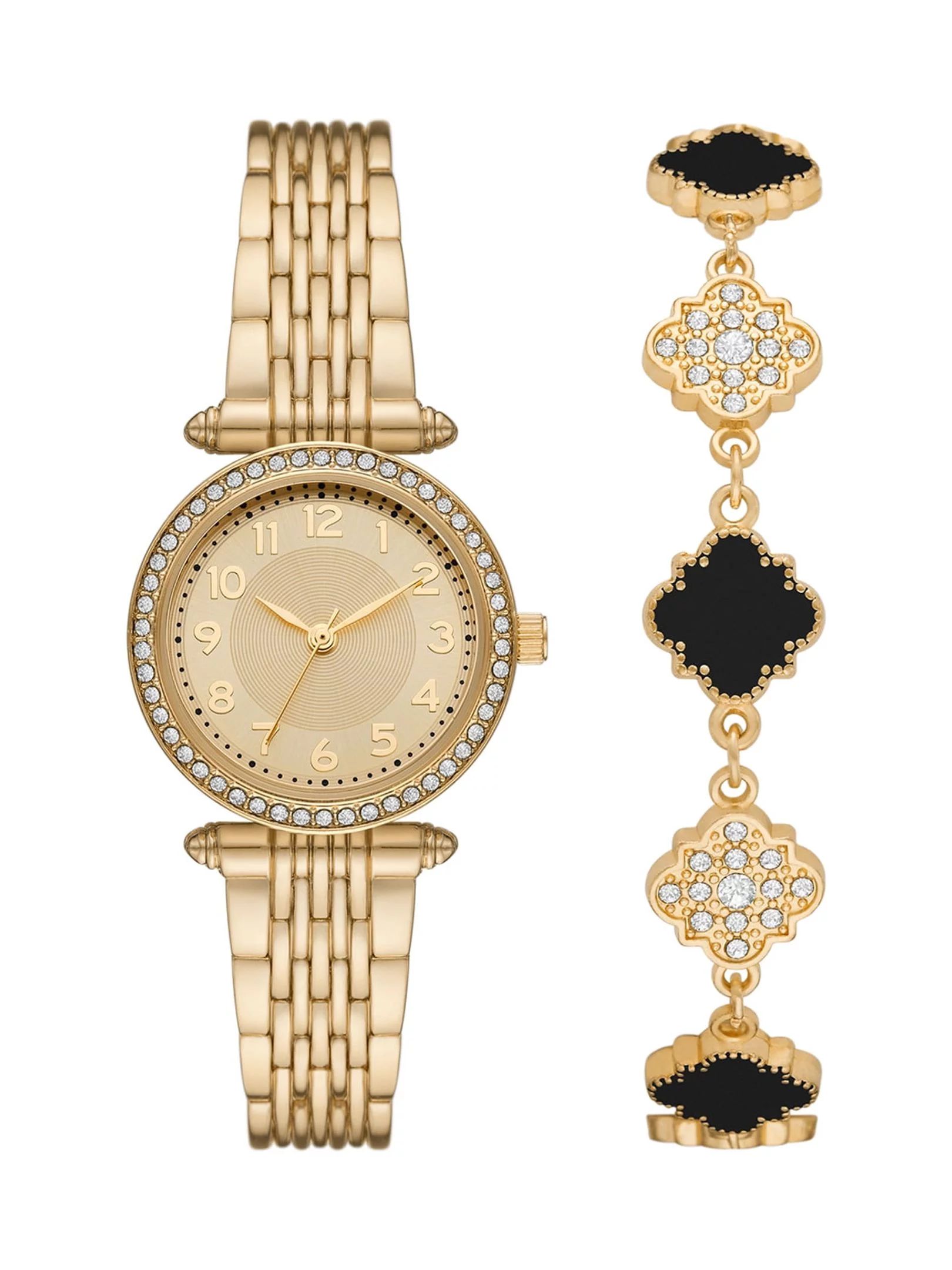 Ladies' Time and Tru Gold Tone Watch and Bracelet Set | Walmart (US)