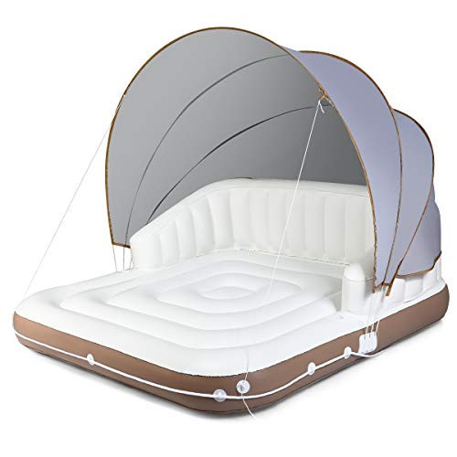 Giantex Canopy Island Inflatable Lounge, Floating Island Raft w/SPF50+ Retractable Detachable Sunshade, 71" x 71" Inflatable Pool Float Canopy w/2 Cup Holders Backrest Armrest for Pool Lake River | Amazon (US)