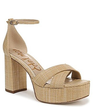 Sam Edelman Jullian Raffia Ankle Strap Platform Dress Sandals - 6 | Dillard's