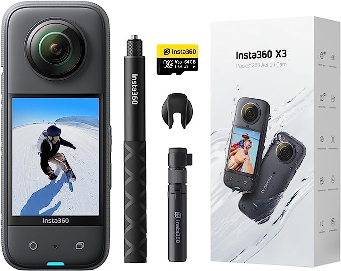 insta360 X3 - Waterproof 360 Action Camera with 1/2" 48MP Sensors, 5.7K 360 Active HDR Video, 72M... | Amazon (US)