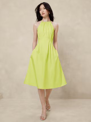 Poplin Halter Midi Dress | Banana Republic Factory