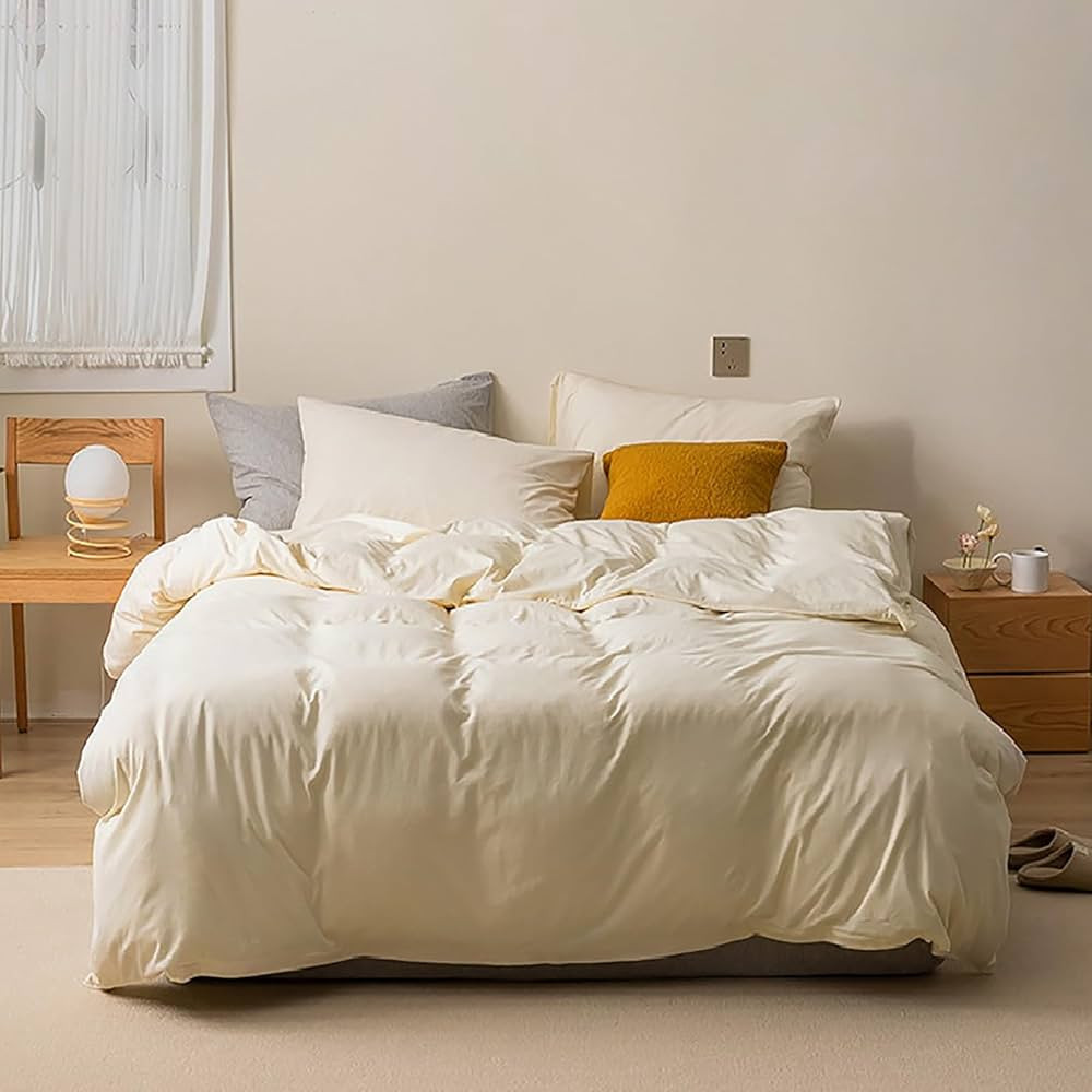 Luxlovery Ivory Comforter Set Queen Cream White Bedding Comforter Set Full Beige White Minimalist... | Amazon (US)