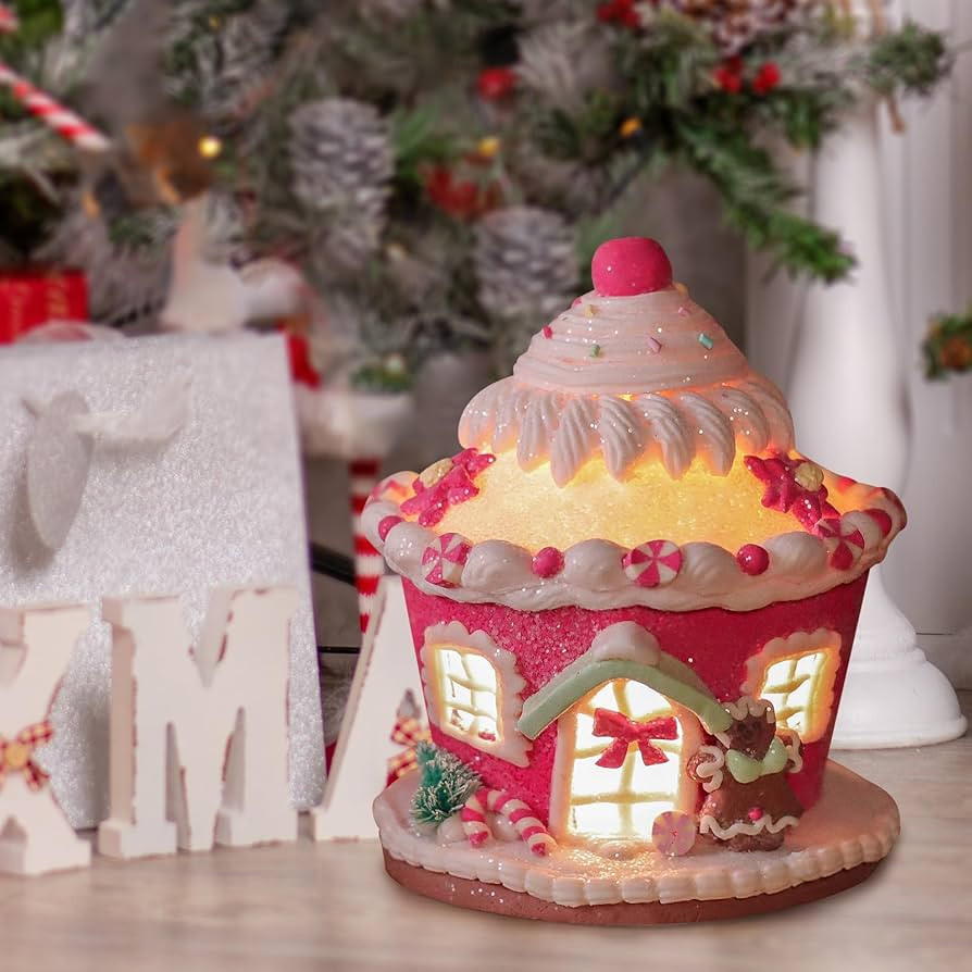 6 Inch LED Christmas Gingerbread House, Light Up House Gingerbread Décor, Christmas Village Cand... | Amazon (US)