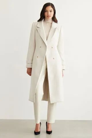 Structured Belted Long Wool Coat | Dynamite Clothing