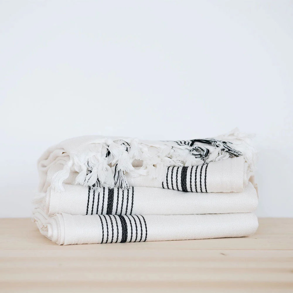 Handwoven Turkish Towel - Black Stripe | Roan Iris
