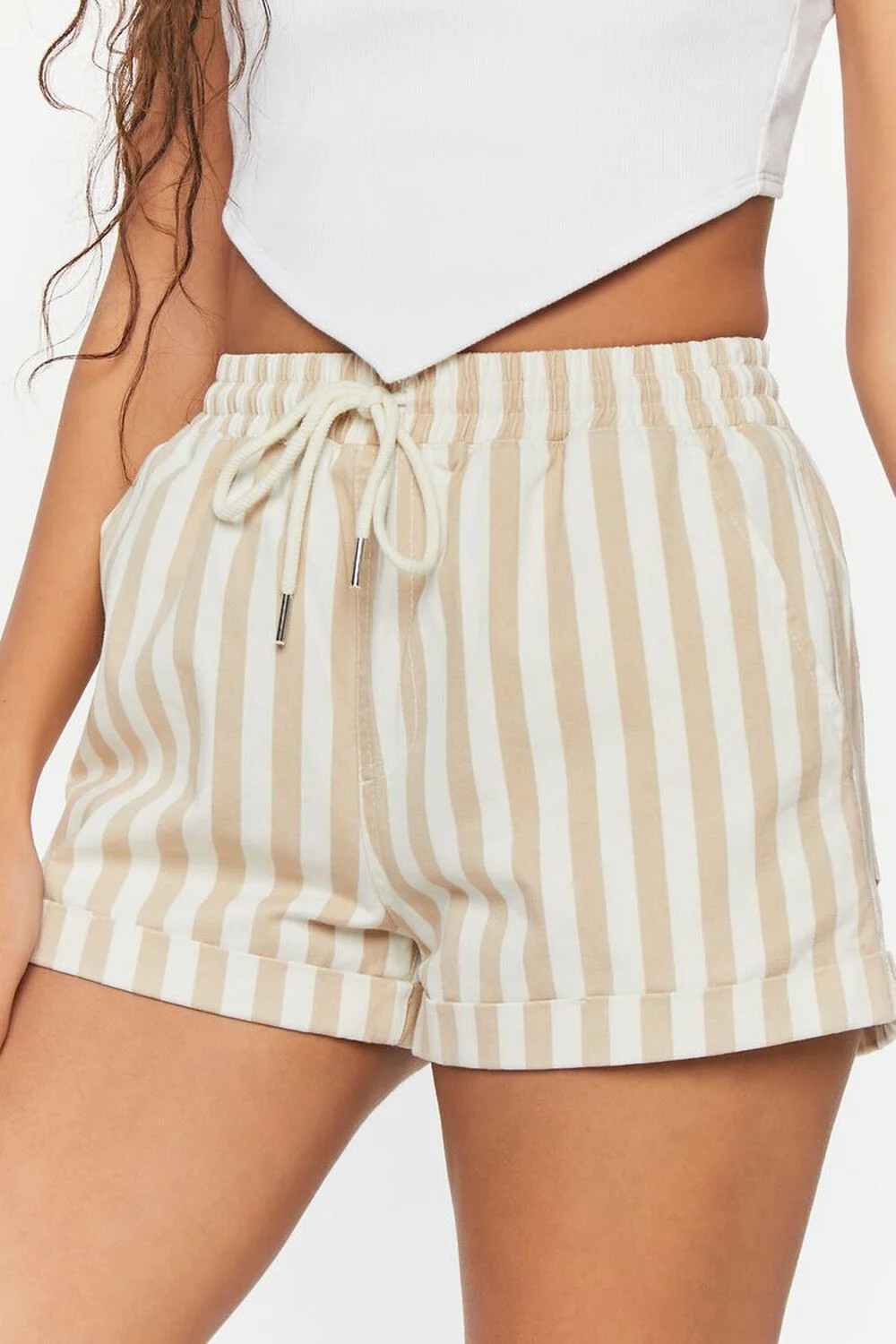 Striped Drawstring Twill Shorts | Forever 21 (US)