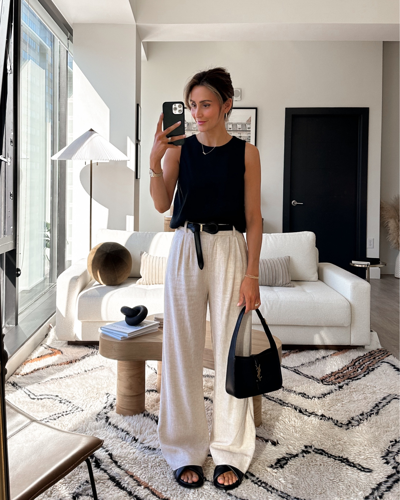 Black and beige linen work from home outfit on sale - ends tonight! Spring chic outfit size 25/xs 

#LTKstyletip #LTKshoecrush #LTKsalealert