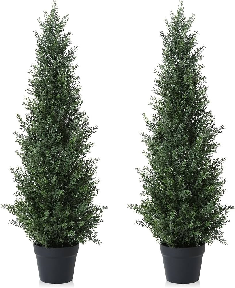 CROSOFMI Artificial Plants Outdoor 95 cm Fake Cedar Tree Large Faux Plants With Plastics Pots for... | Amazon (UK)
