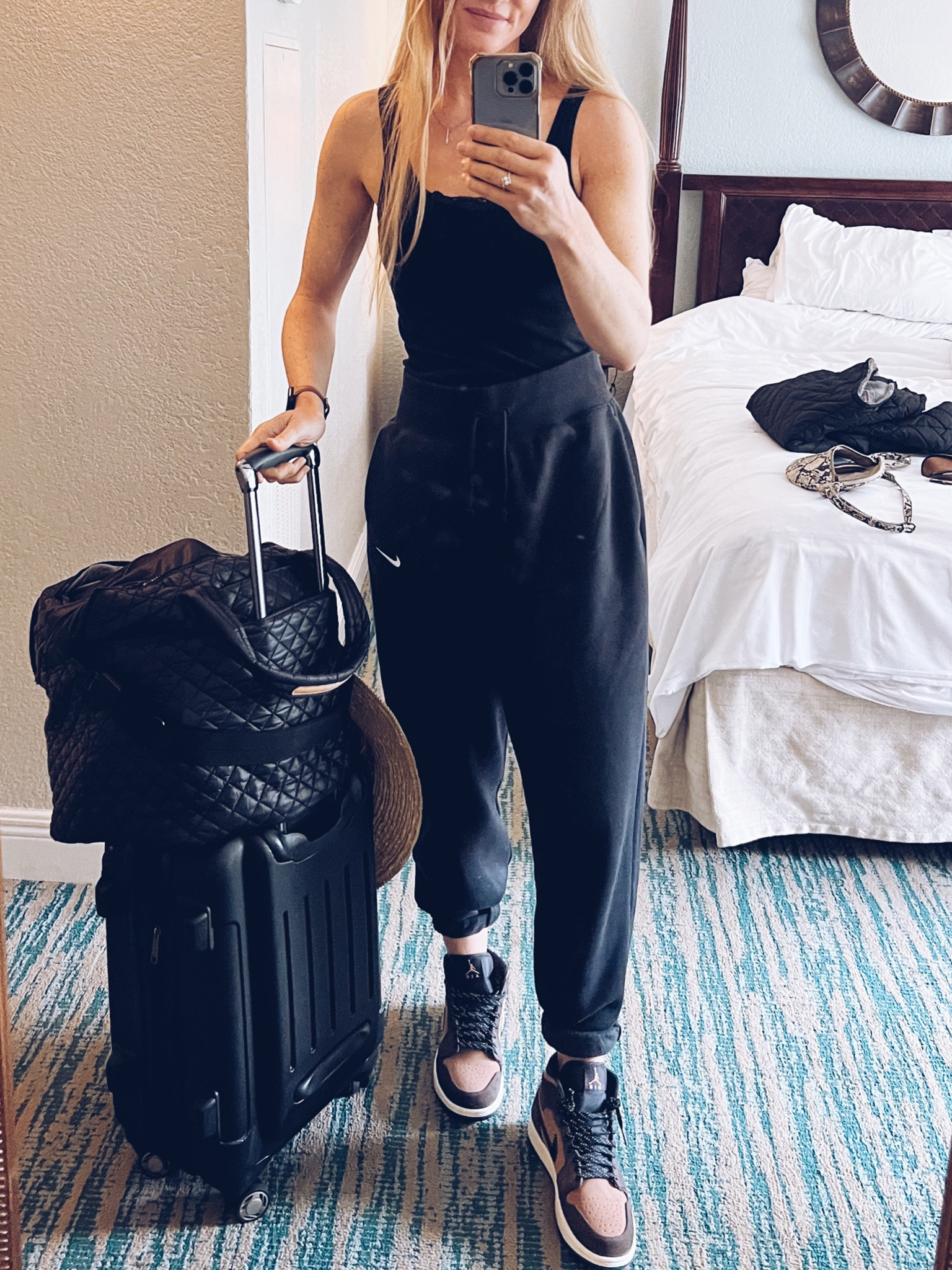 Travel outfit. Airport outfit. Vacation outfit. Airplane outfit.

Size reference 5’ 9” 140 lbs

Jogger sweats- small (sized down. Normally wear a medium)

Metro tote - fits under seat


Air Jordan’s. Jordans. Cool sneakers. Midtop sneakers. Carry on personal bag. Carry on only. 

#LTKFind #LTKtravel #LTKshoecrush