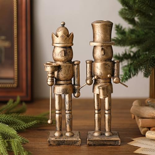 Mimorou 2 Pcs Nutcracker Candlestick Holder 10 Inch Christmas Candle Holder Vintage Nutcracker So... | Amazon (US)