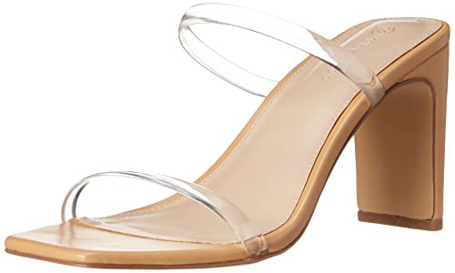 The Drop Women's Avery Square Toe Two Strap High Heeled Sandal, Clear, 11 | Amazon (US)