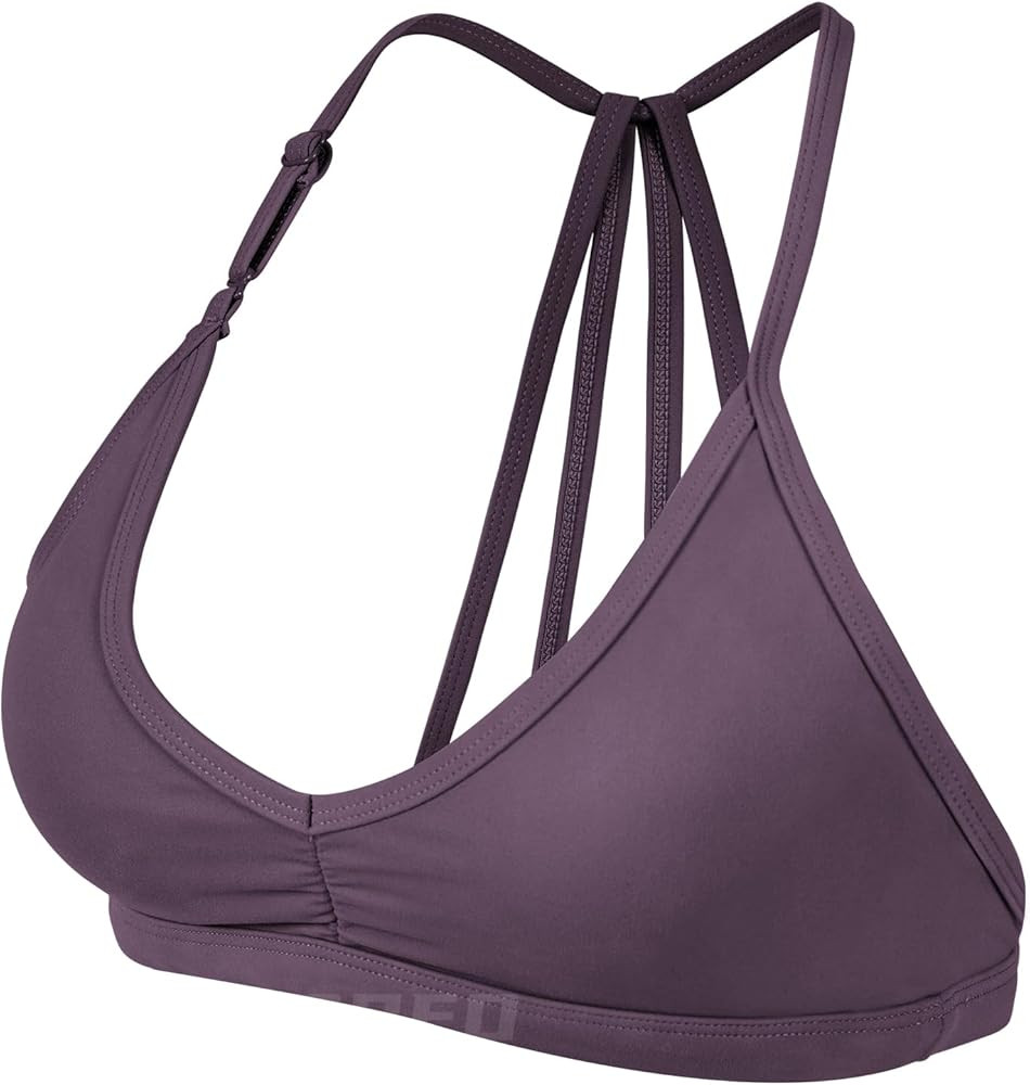 YEOREO Workout Sports Bras for Women Padded Strappy Open Back Gym Bra Light Impact Criss Cross Yo... | Amazon (US)