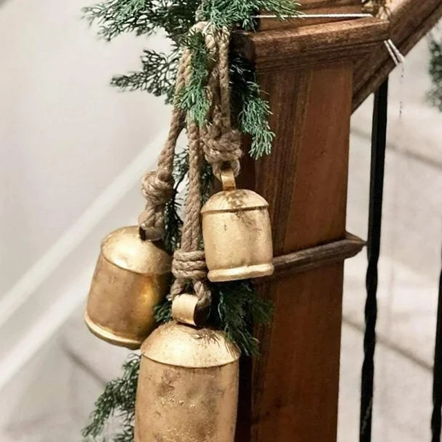 Christmas Bell Decoration Clearance Set Of 3 Christmas Bell Brass Cow Shabby Style Rustic Metal H... | Walmart (US)