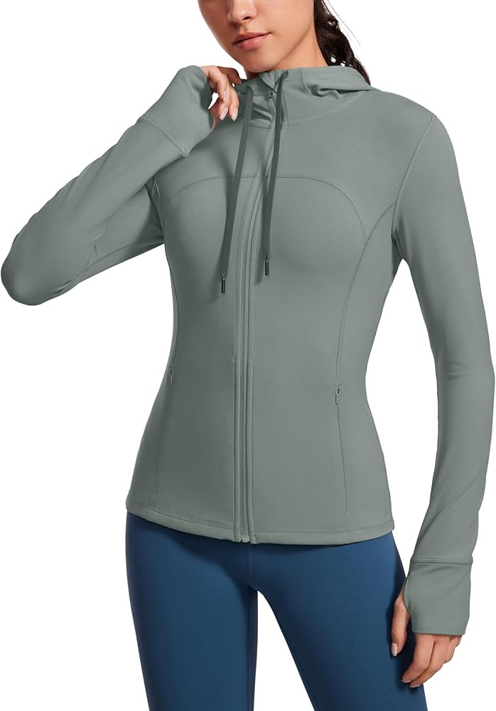CRZ YOGA Butterluxe Womens Hooded Workout Jacket - Zip Up Athletic Running Jacket with Back Mesh ... | Amazon (US)