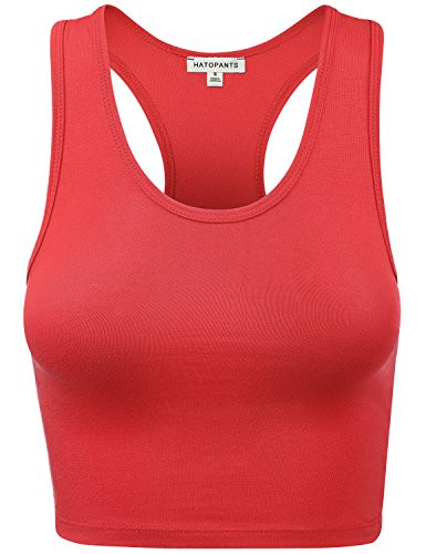 HATOPANTS Sleeveless Racerback Crop Camisole Tank Tops Cotton Basic Shirts White M at Amazon Wome... | Amazon (US)