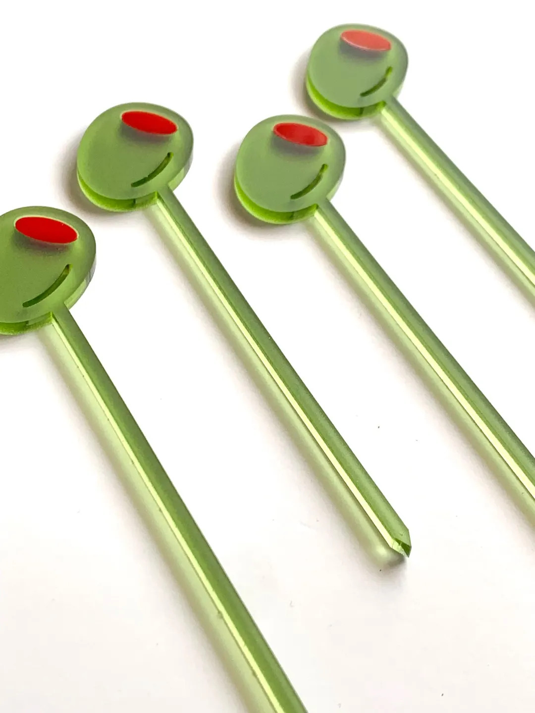 Olive Acrylic Pick Set – Set of 4 Frosted Green Martini & Charcuterie Picks | Garnish Sticks | ... | Etsy (US)