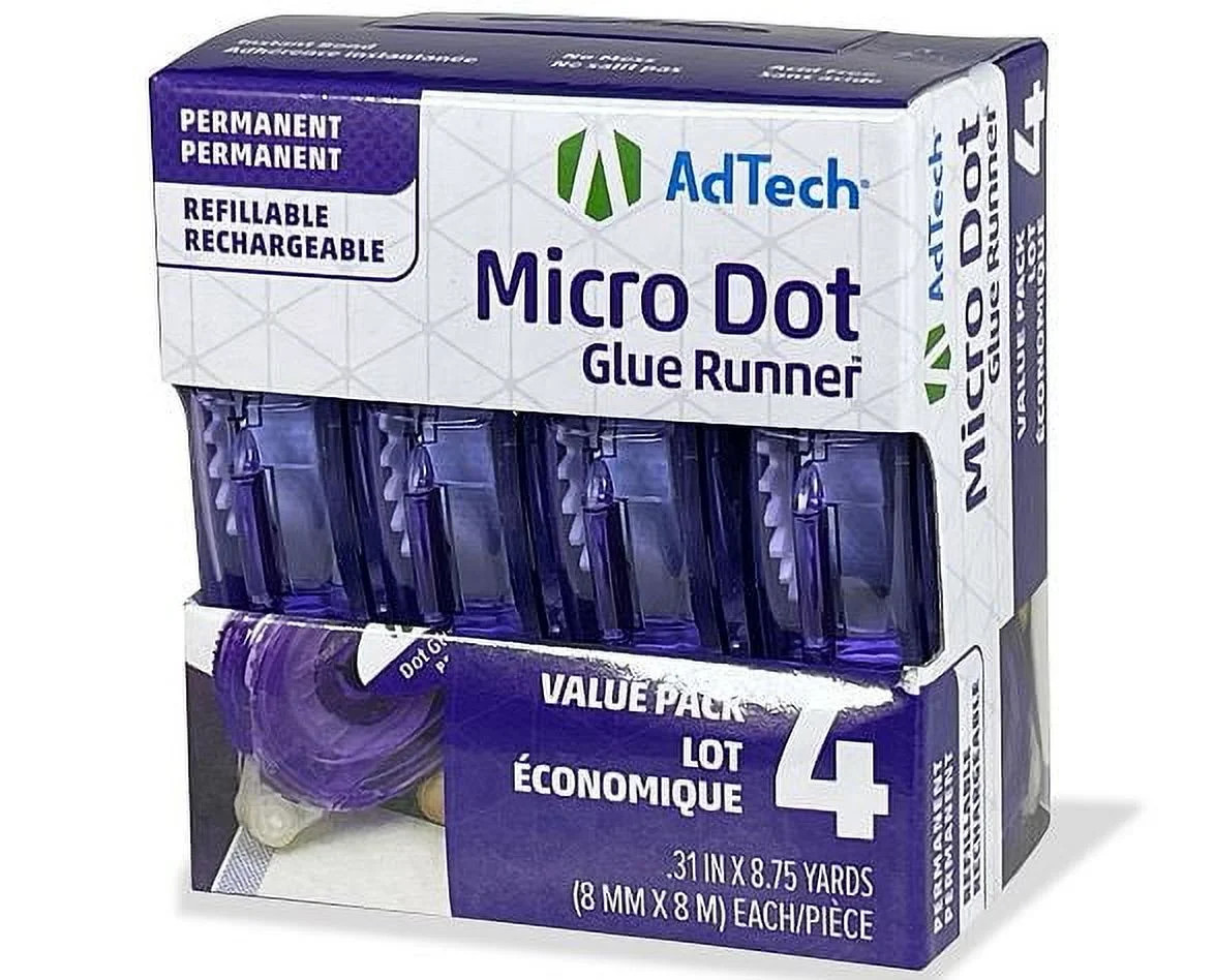 AdTech Micro Dot Glue Runner Multipack, 4-Pack, Standard Size – Clear, Permanent Adhesive Tape | Walmart (US)