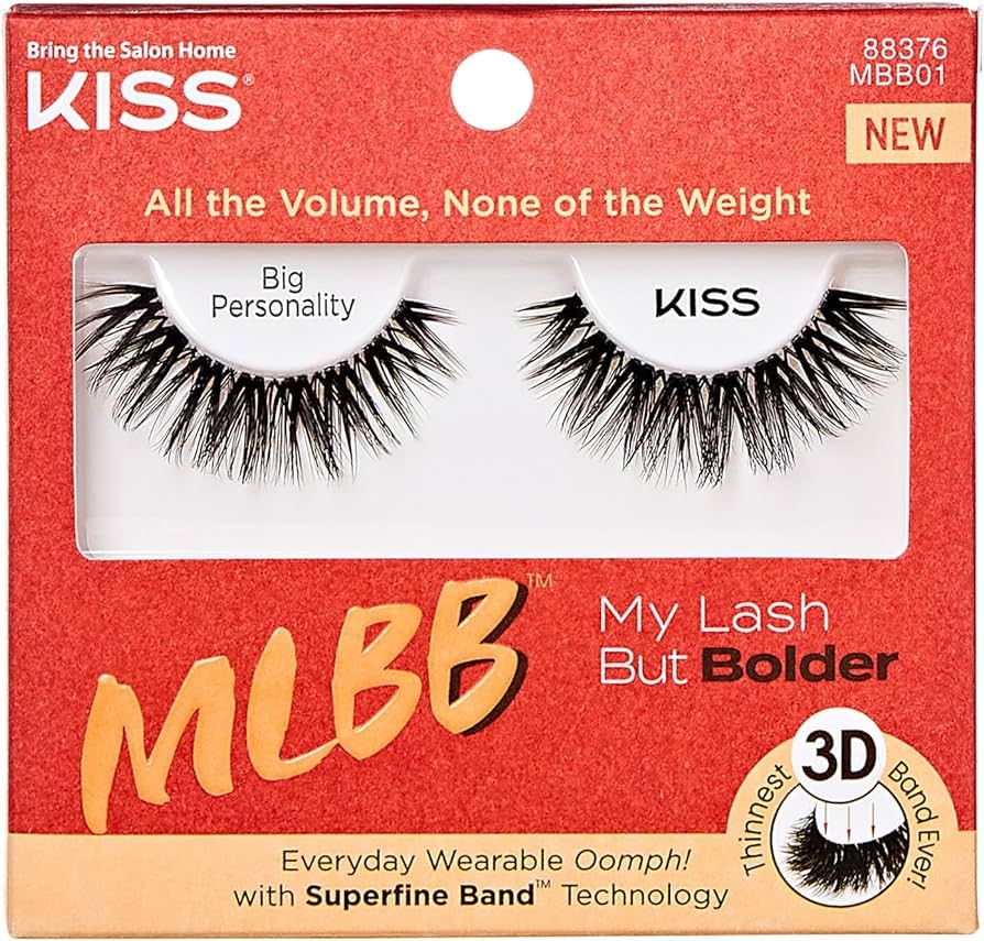 KISS My Lash But Bolder 3D Volume False Eyelashes - Big Personality, Black, Comfortable, Volumino... | Amazon (US)