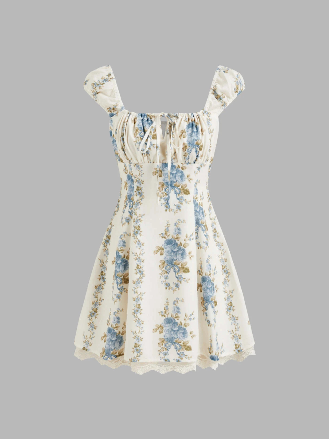 Square Neck Floral Knotted Mini Dress | Cider