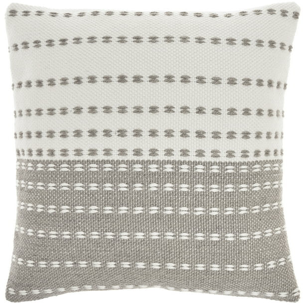 Nourison Stitched Stripe Grey 18" x 18" Indoor/Outdoor Throw Pillow | Walmart (US)