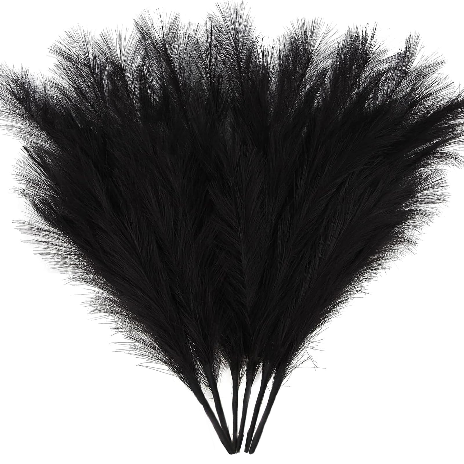 ZIFTY 6-Pcs 17" Black Pampas Grass Faux Pompas Fluffy Artificial Fake Flower Gothic Decor for Bla... | Amazon (US)