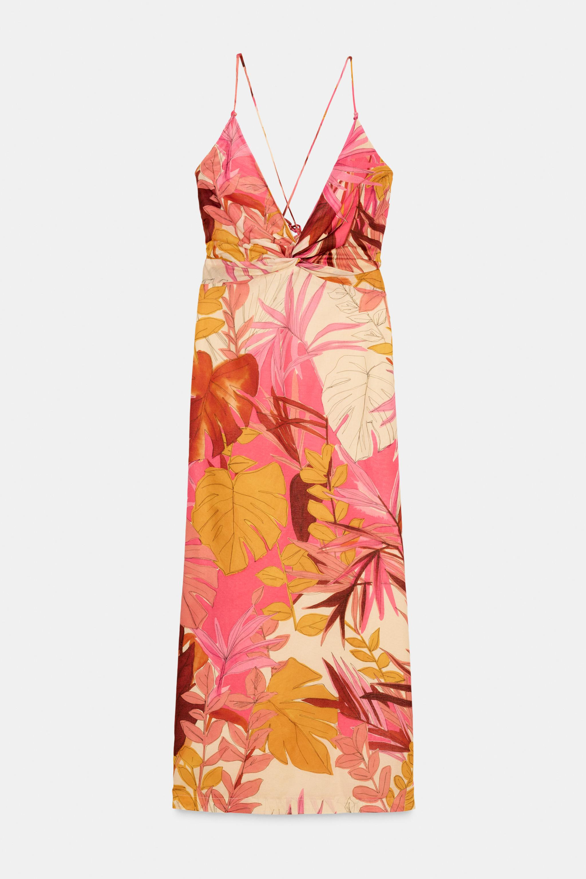 PRINTED STRAPPY MIDI DRESS | Zara AU