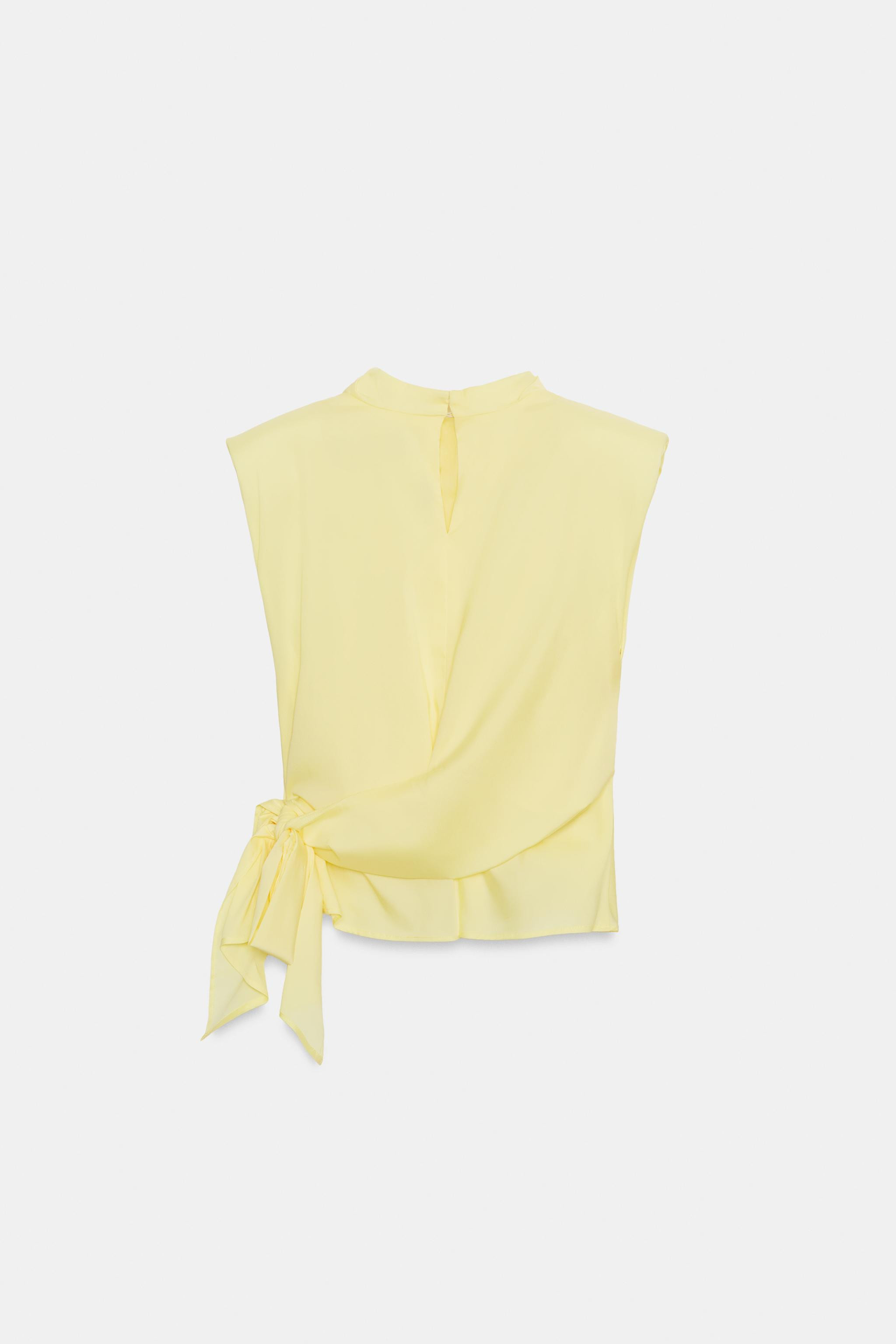 POPLIN TOP WITH SHOULDER PADS AND TIE DETAIL | Zara AU