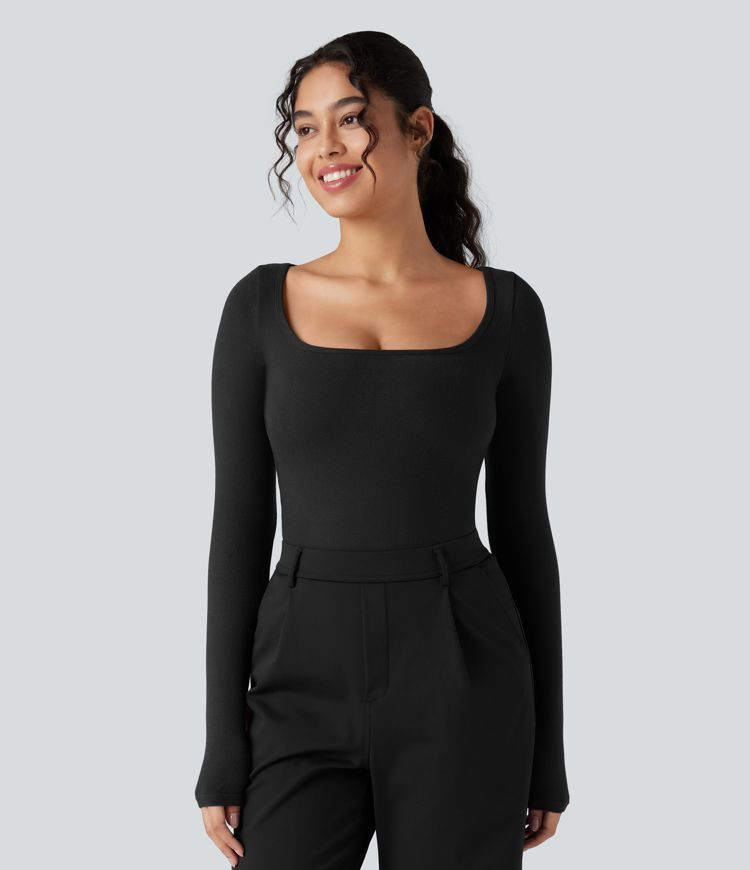 Women’s Halara HeatCore Scoop Neck Long Sleeve Work Warming T-Shirt - Halara | Halara-AU